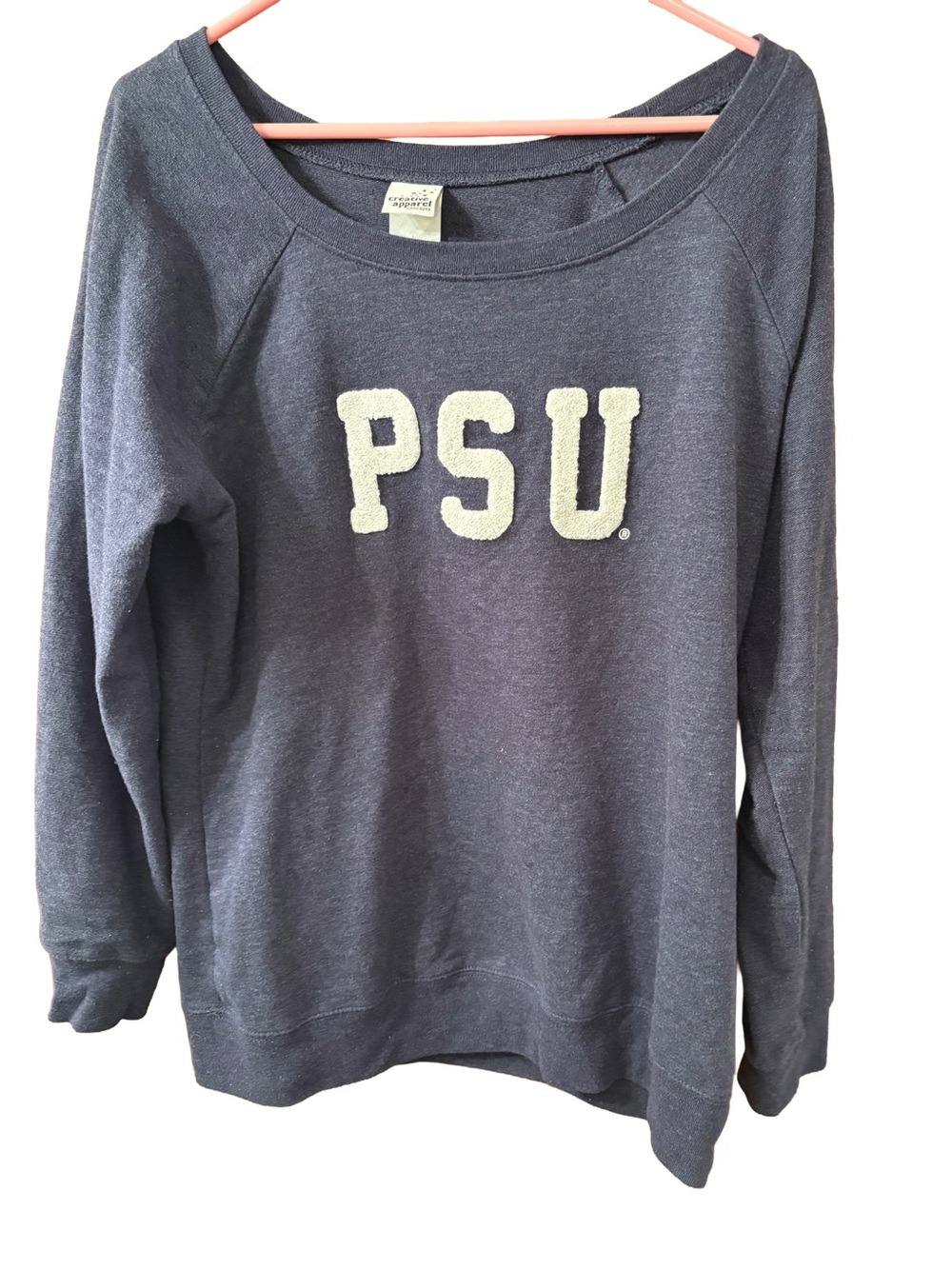PSU Navy Women's Sweatshirt  scoop neck appliqué letters XL pretty